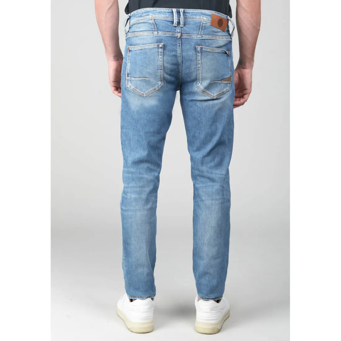 Jeans ajusté 600/17, longueur 34 bleu en coton Ilan