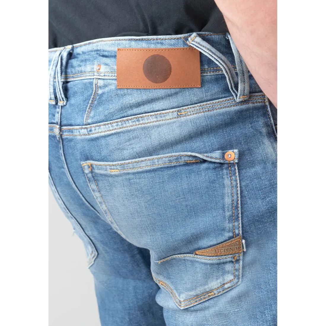Jeans ajusté 600/17, longueur 34 bleu en coton Ilan