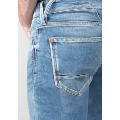 Jeans ajusté 600/17, longueur 34 bleu en coton Ilan