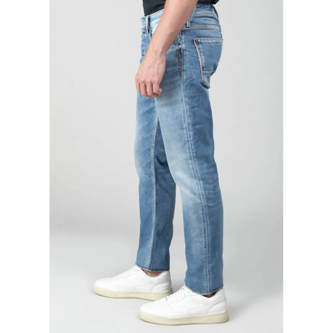 Jeans ajusté 600/17, longueur 34 bleu en coton Ilan