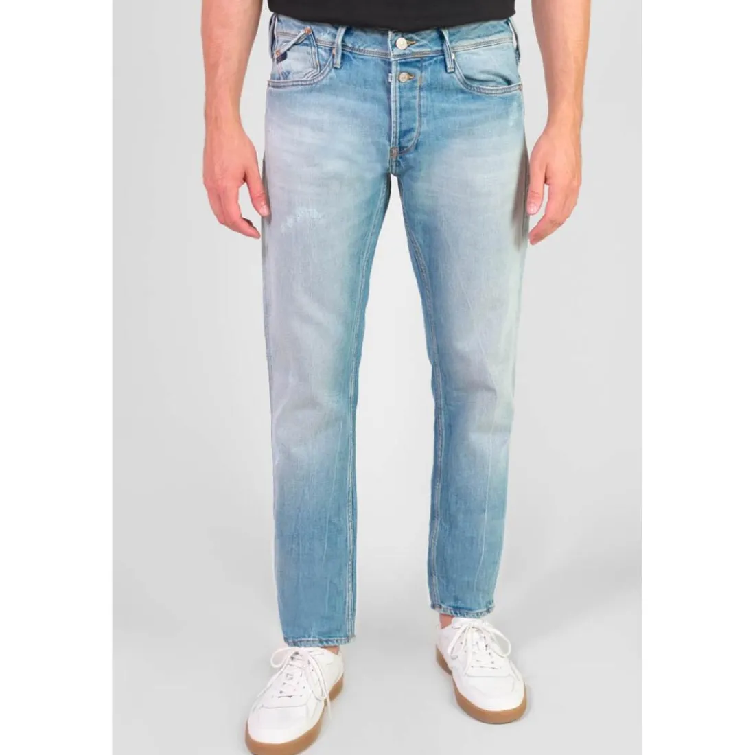Jeans ajusté 600/17, longueur 34 bleu Asa en coton