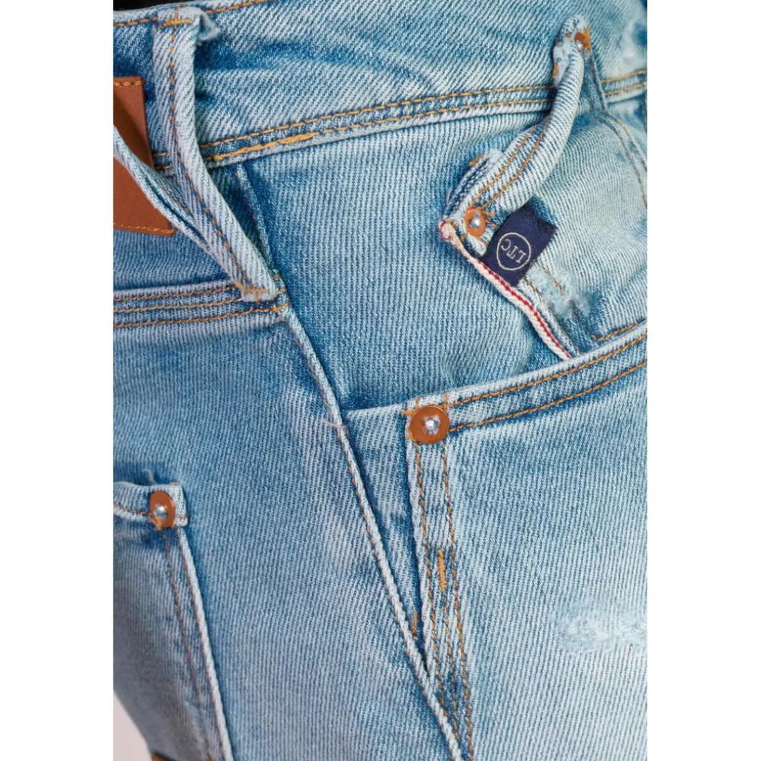 Jeans ajusté 600/17, longueur 34 bleu Asa en coton