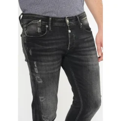 Jeans ajusté 600/17, longueur 34 noir en coton