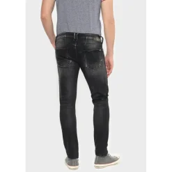 Jeans ajusté 600/17, longueur 34 noir en coton