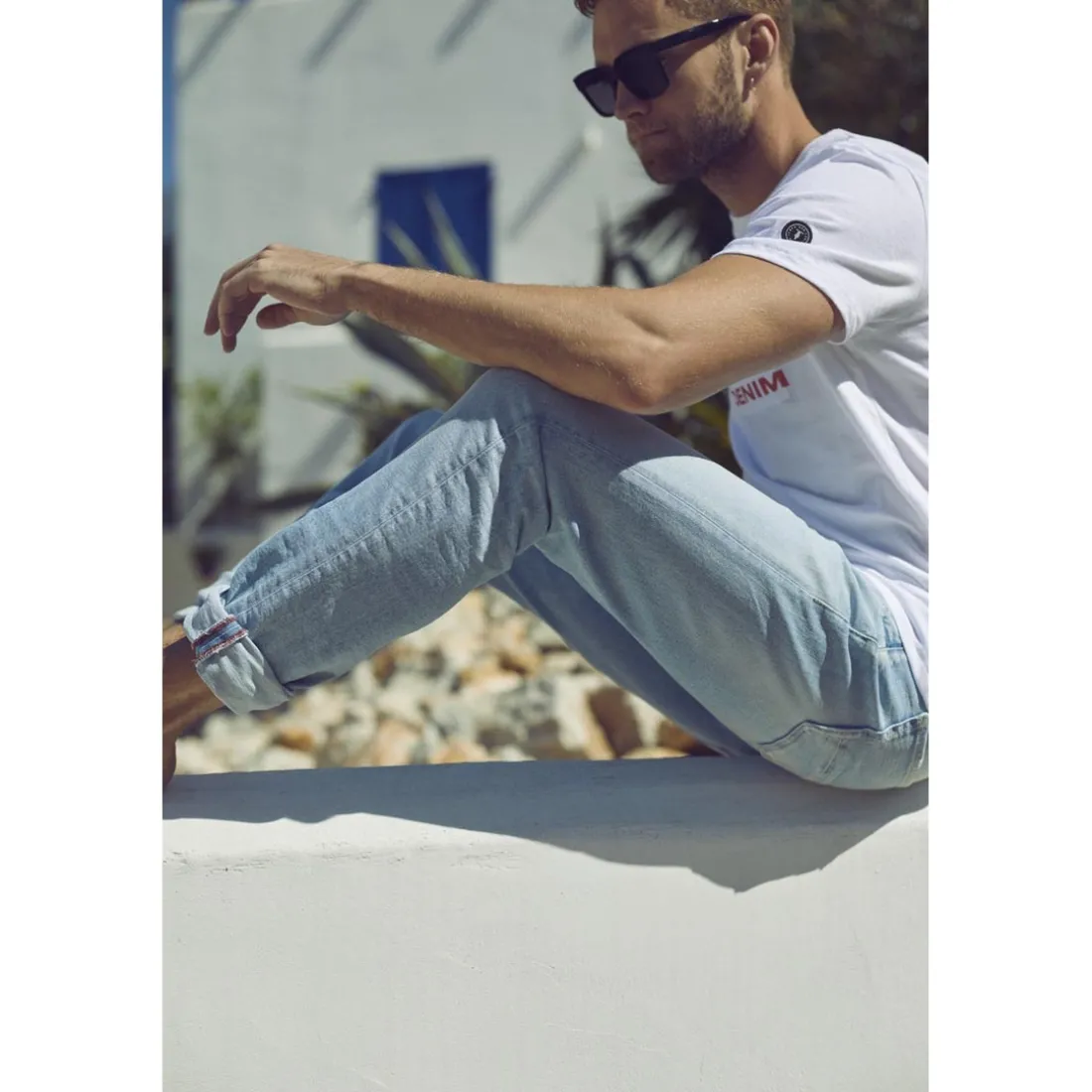 Jeans ajusté BLUE JOGG 700/11, longueur 34 bleu en coton Glen