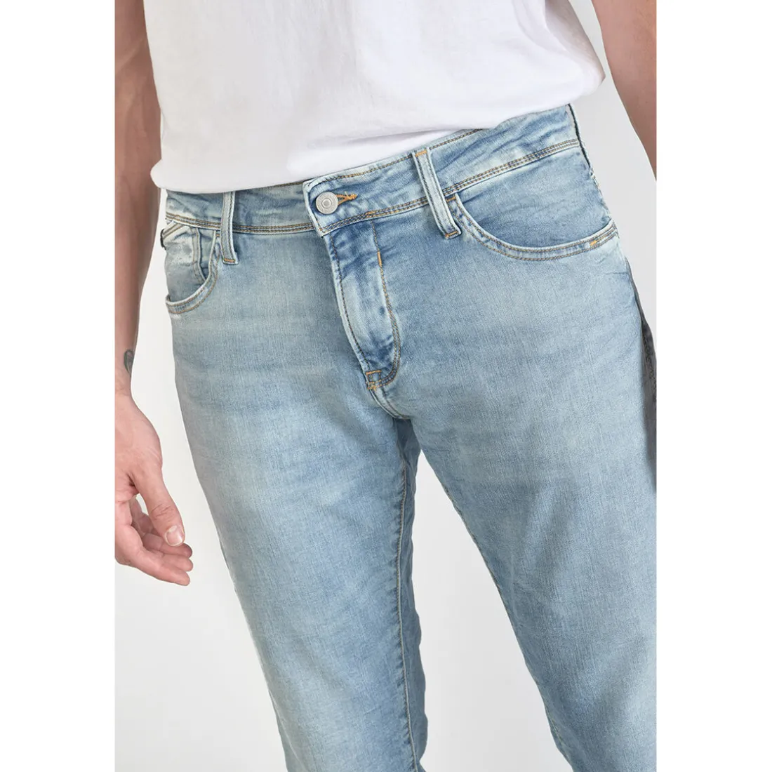 Jeans ajusté BLUE JOGG 700/11, longueur 34 bleu en coton Glen