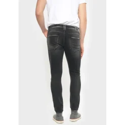 Jeans ajusté BLUE JOGG 700/11, longueur 34 noir en coton Ray
