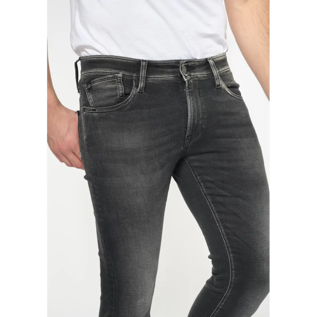 Jeans ajusté BLUE JOGG 700/11, longueur 34 noir en coton Ray