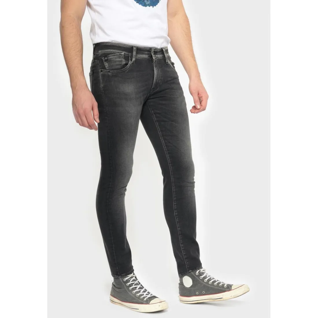Jeans ajusté BLUE JOGG 700/11, longueur 34 noir en coton Ray