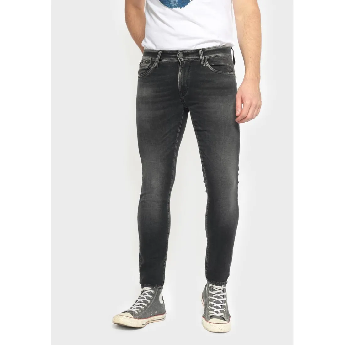 Jeans ajusté BLUE JOGG 700/11, longueur 34 noir en coton Ray