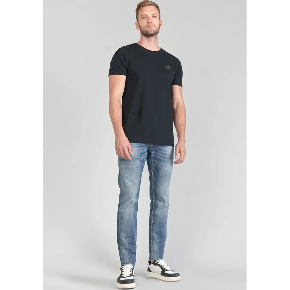 Jeans ajusté stretch 700/11, longueur 34 bleu en coton Scott