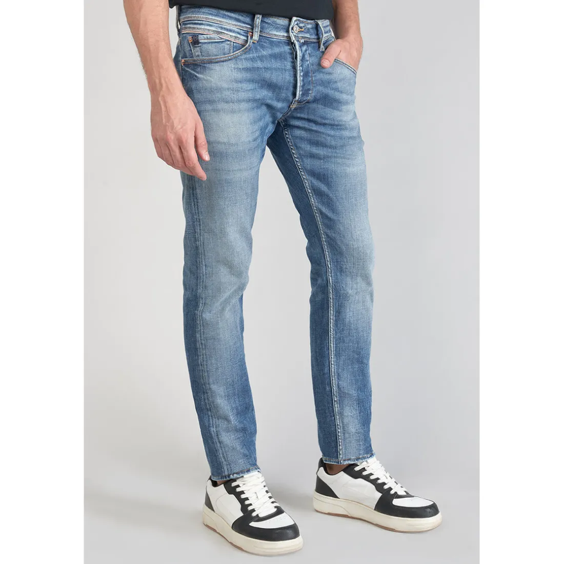 Jeans ajusté stretch 700/11, longueur 34 bleu en coton Scott
