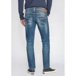 Jeans ajusté stretch 700/11, longueur 33 bleu en coton Dylan