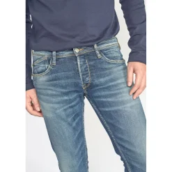 Jeans ajusté stretch 700/11, longueur 33 bleu en coton Dylan