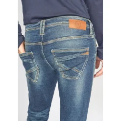 Jeans ajusté stretch 700/11, longueur 33 bleu en coton Dylan