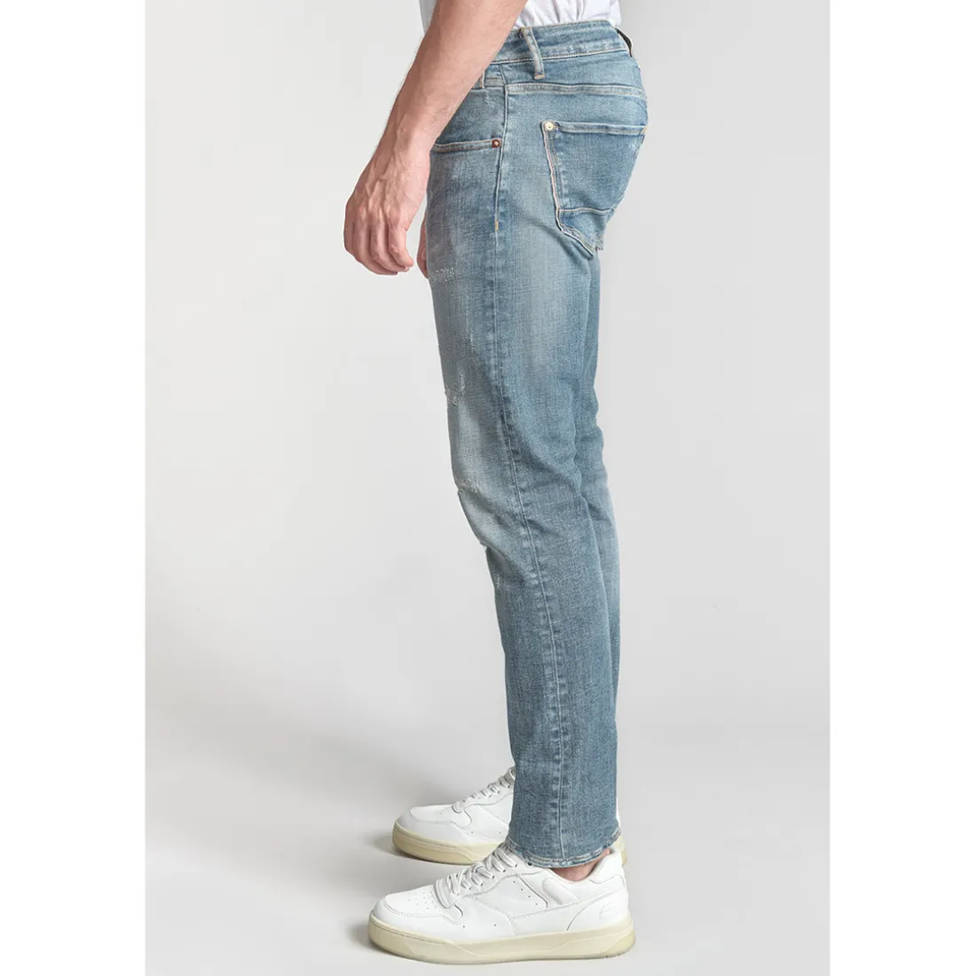 Jeans ajusté stretch 700/11, longueur 34 bleu en coton Tony