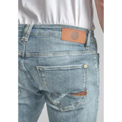 Jeans ajusté stretch 700/11, longueur 34 bleu en coton Tony