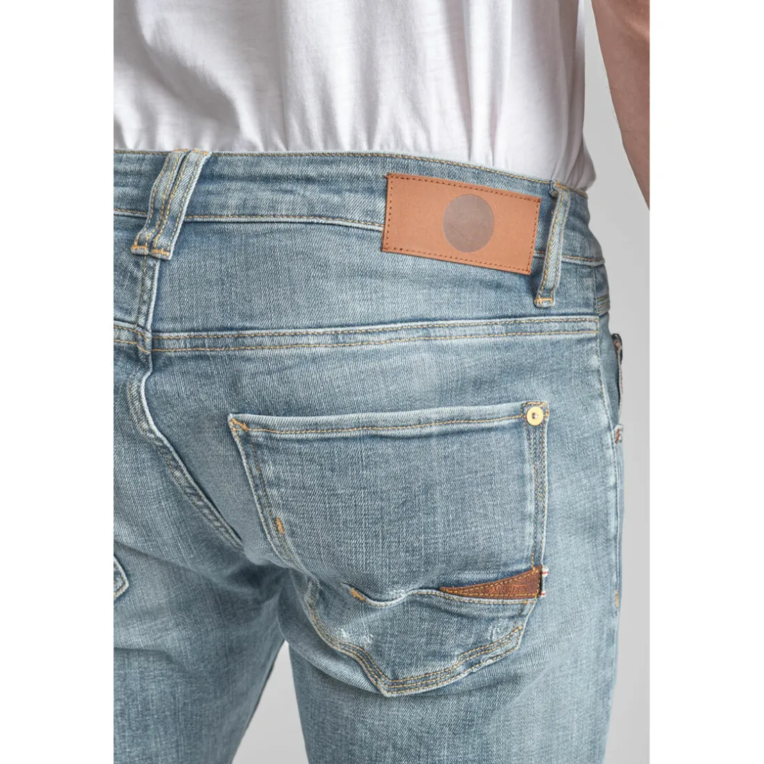 Jeans ajusté stretch 700/11, longueur 34 bleu en coton Tony