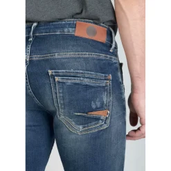 Jeans ajusté stretch 700/11, longueur 34 bleu en coton Tate