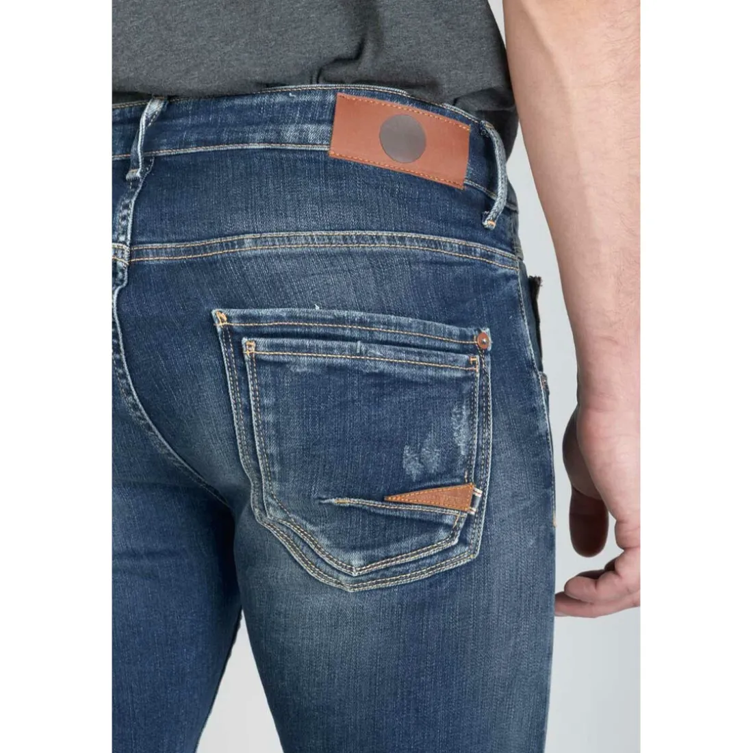 Jeans ajusté stretch 700/11, longueur 34 bleu en coton Tate
