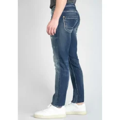 Jeans ajusté stretch 700/11, longueur 34 bleu en coton Tate