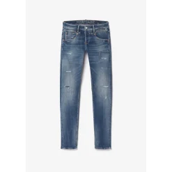 Jeans ajusté stretch 700/11, longueur 34 bleu en coton Tate