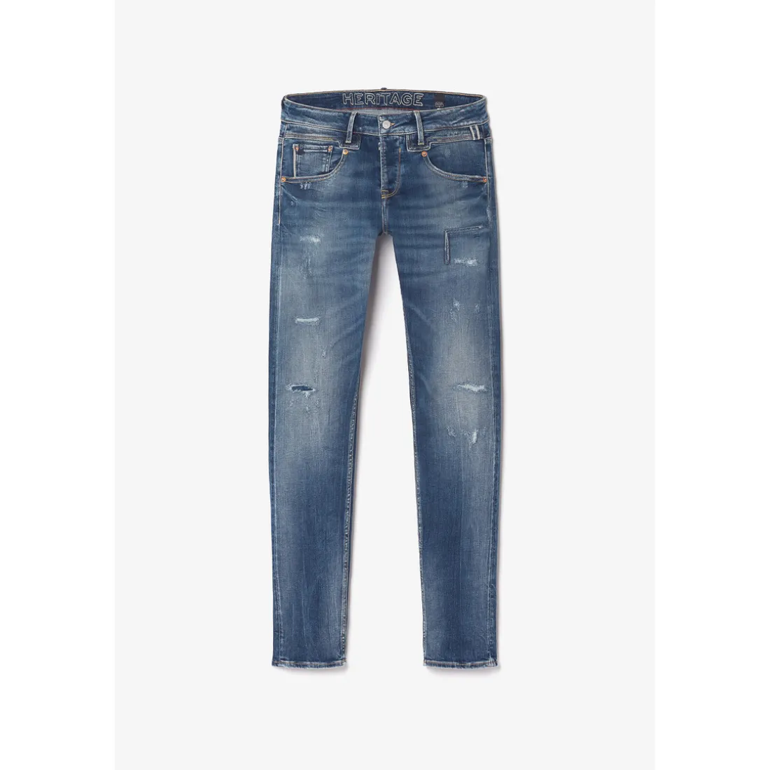 Jeans ajusté stretch 700/11, longueur 34 bleu en coton Tate