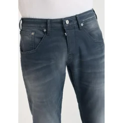 Jeans ajusté stretch 700/11, longueur 34 bleu en coton Finn