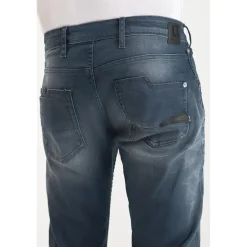 Jeans ajusté stretch 700/11, longueur 34 bleu en coton Finn