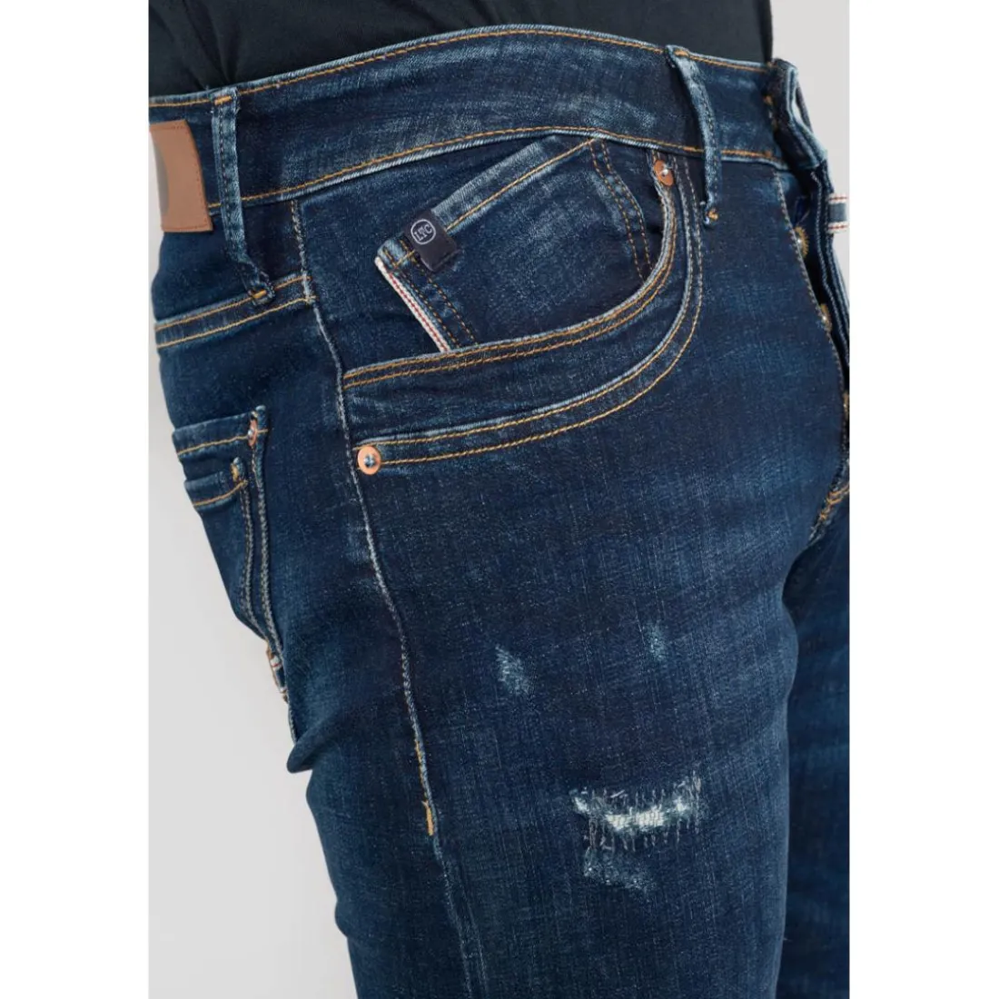 Jeans ajusté stretch 700/11, longueur 34 bleu en coton Alec