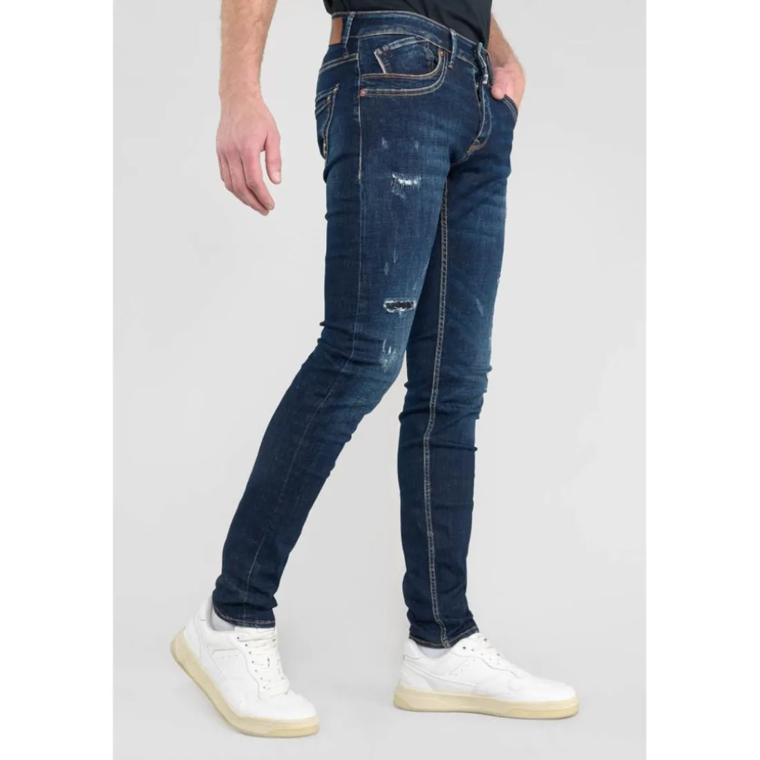 Jeans ajusté stretch 700/11, longueur 34 bleu en coton Alec