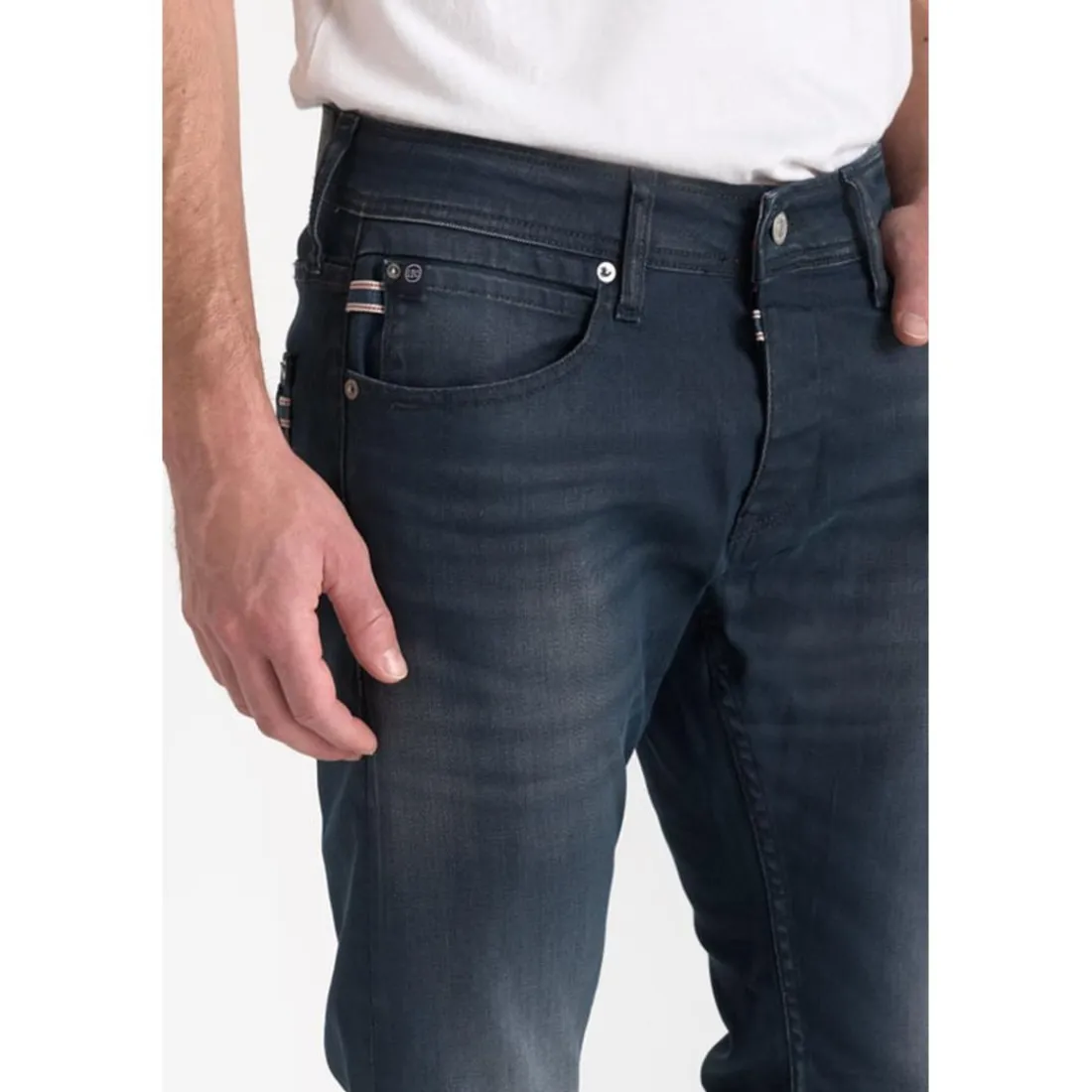 Jeans ajusté stretch 700/11, longueur 34 bleu Yardley en coton