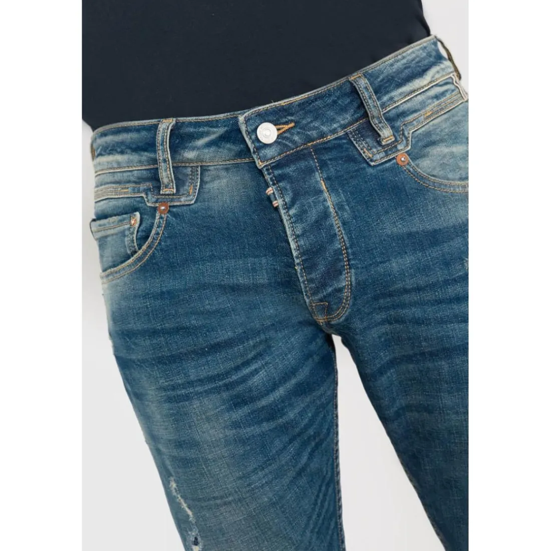 Jeans ajusté stretch 700/11, longueur 34 bleu Lance en coton