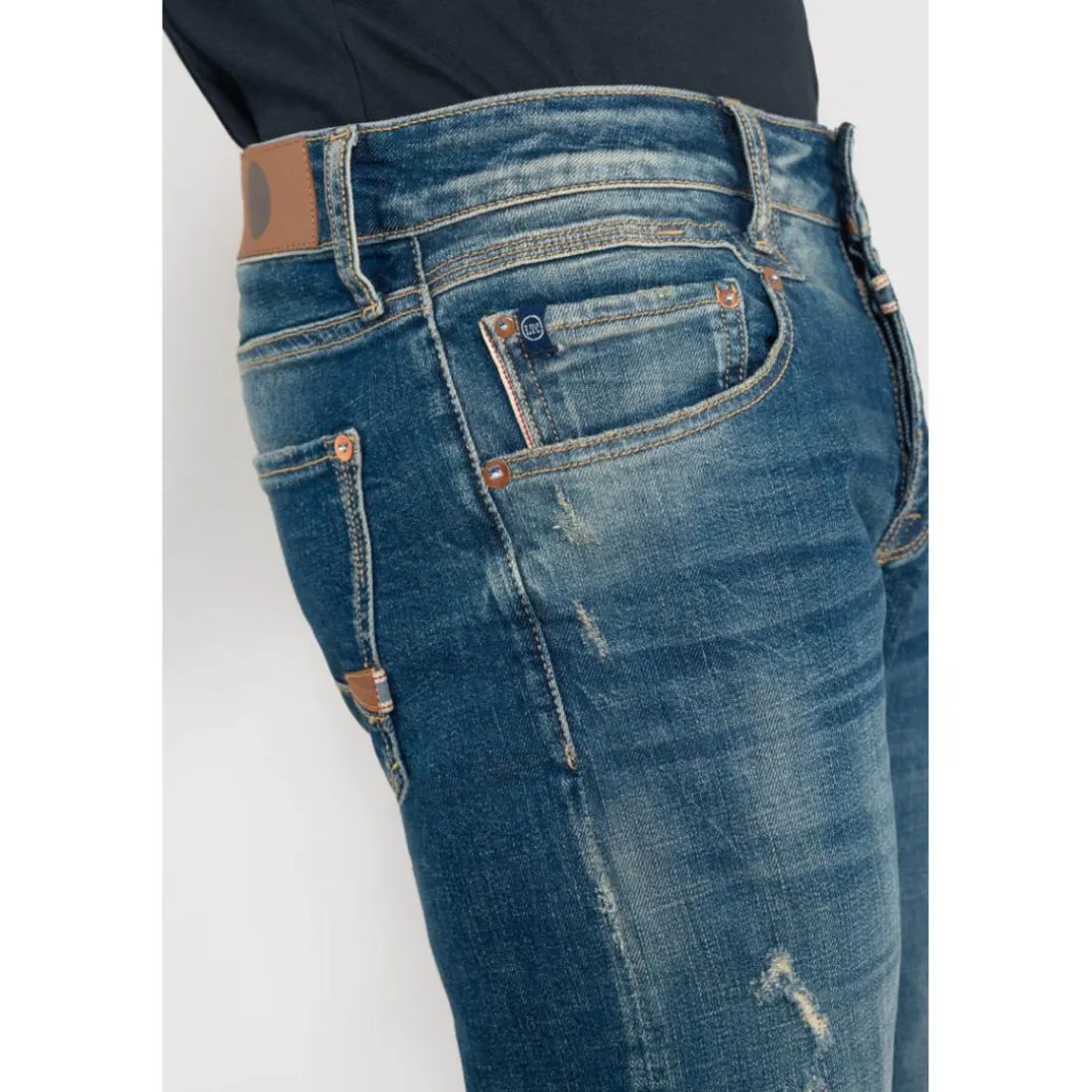 Jeans ajusté stretch 700/11, longueur 34 bleu Lance en coton
