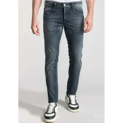 Jeans ajusté stretch 700/11, longueur 34 bleu en coton Noel