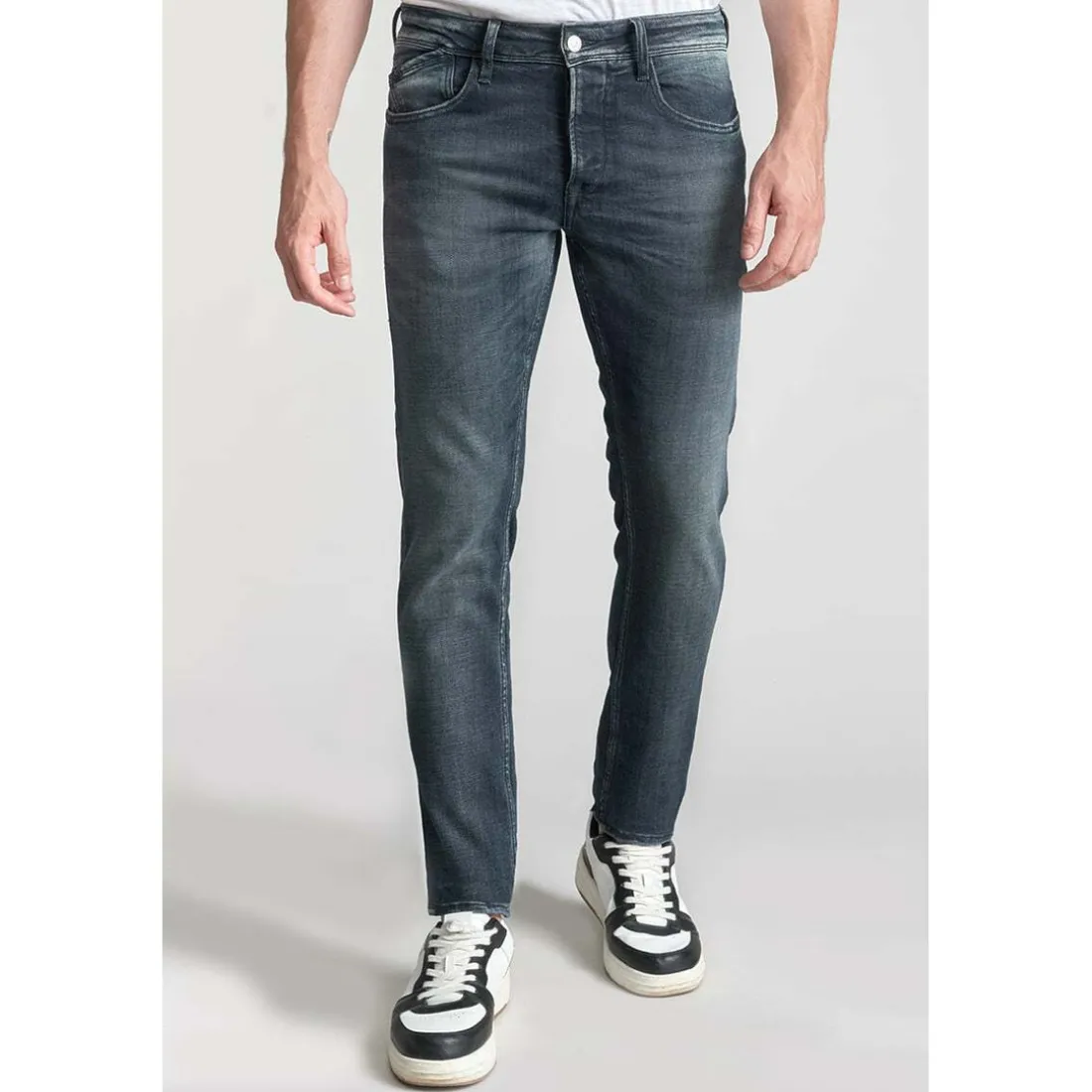 Jeans ajusté stretch 700/11, longueur 34 bleu en coton Noel