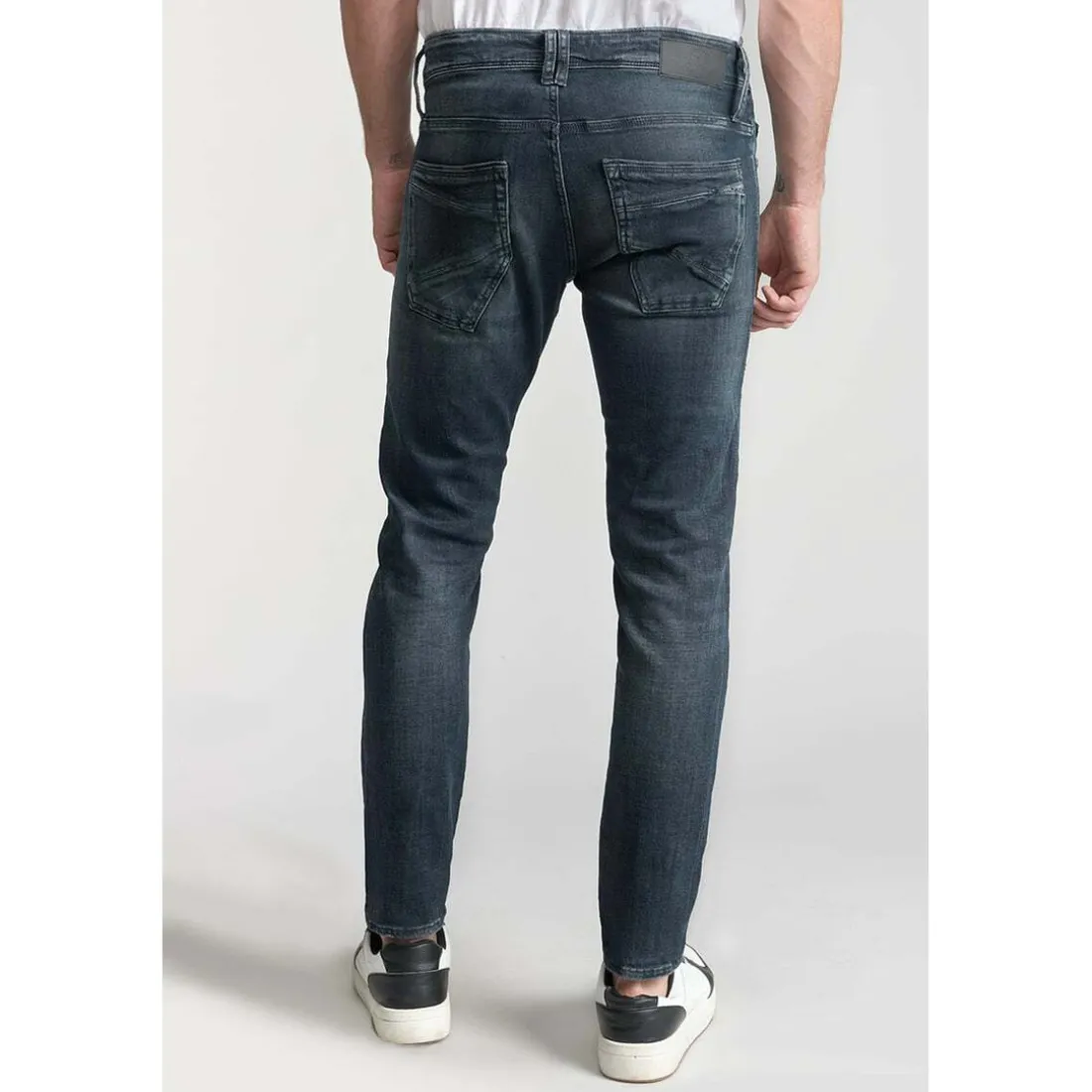 Jeans ajusté stretch 700/11, longueur 34 bleu en coton Noel