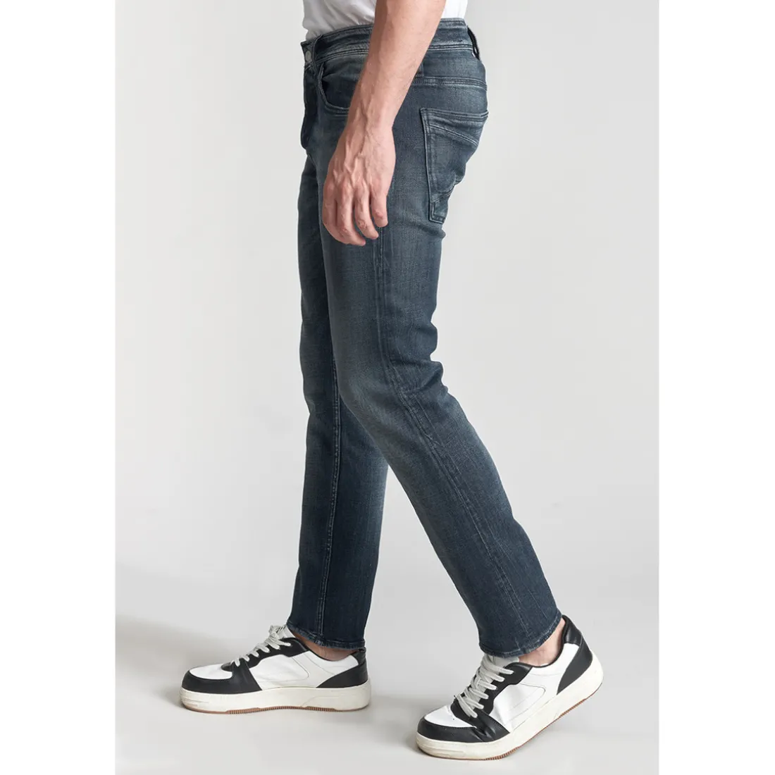 Jeans ajusté stretch 700/11, longueur 34 bleu en coton Noel