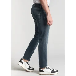 Jeans ajusté stretch 700/11, longueur 34 bleu en coton Noel
