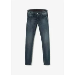 Jeans ajusté stretch 700/11, longueur 34 bleu en coton Noel
