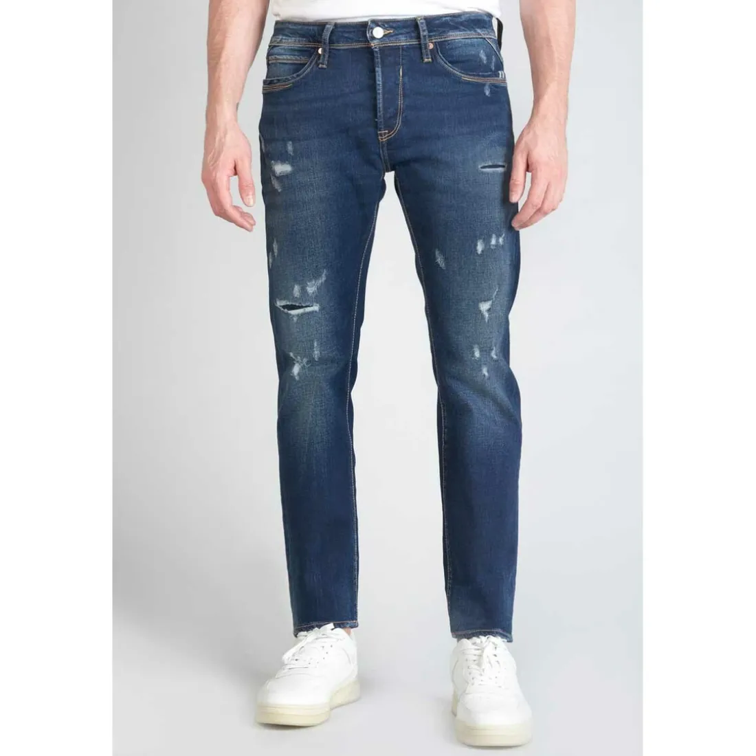 Jeans ajusté stretch 700/11, longueur 34 bleu en coton Troy