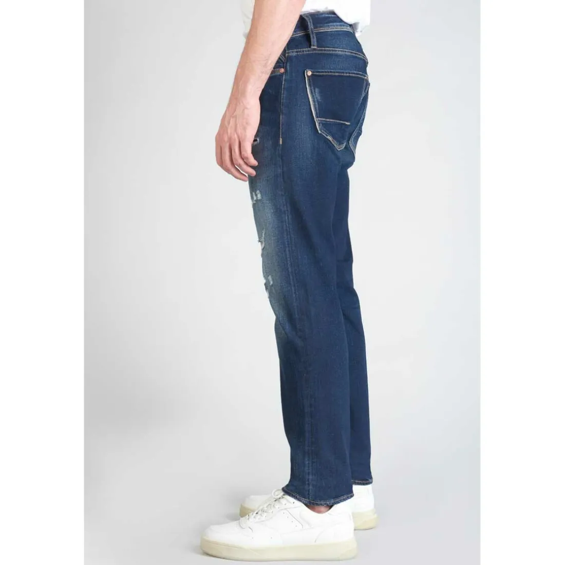 Jeans ajusté stretch 700/11, longueur 34 bleu en coton Troy
