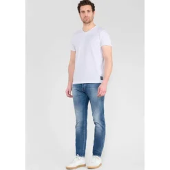 Jeans ajusté stretch 700/11, longueur 34 bleu Yuri en coton
