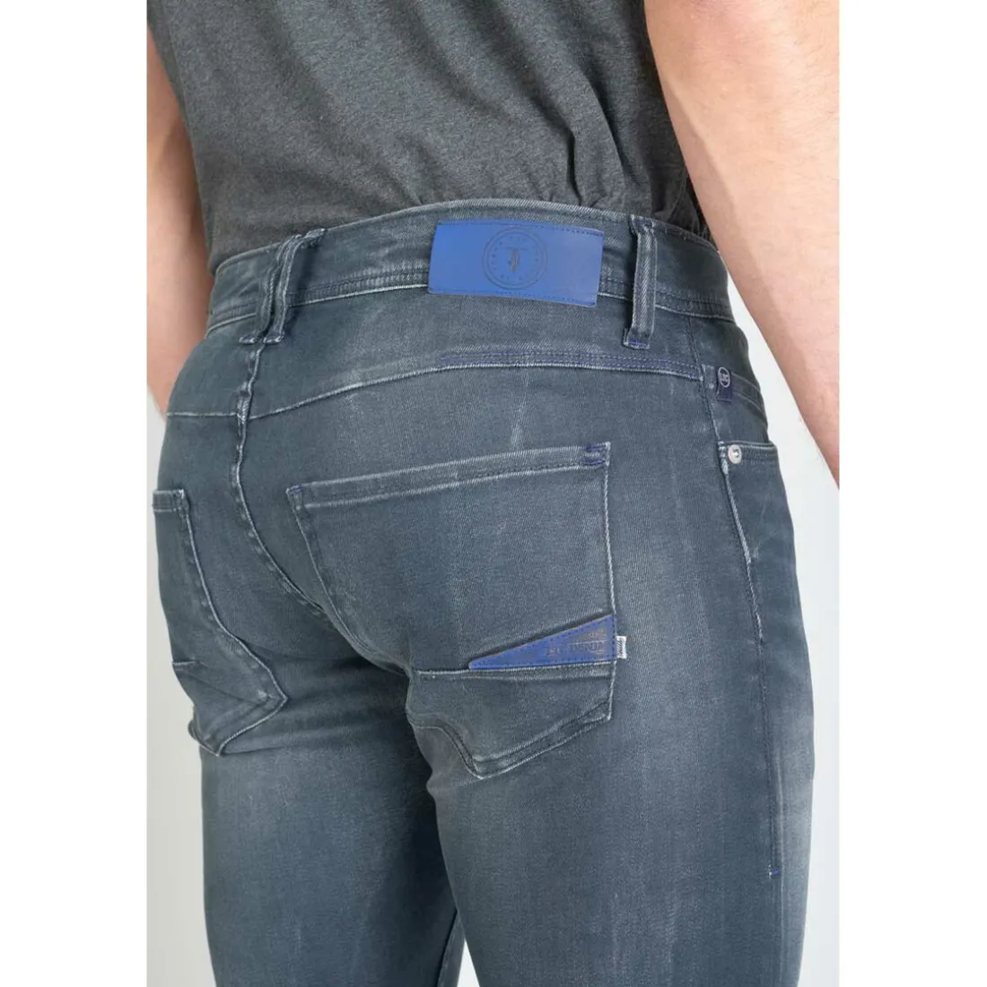 Jeans ajusté stretch 700/11, longueur 34 bleu en coton Felix