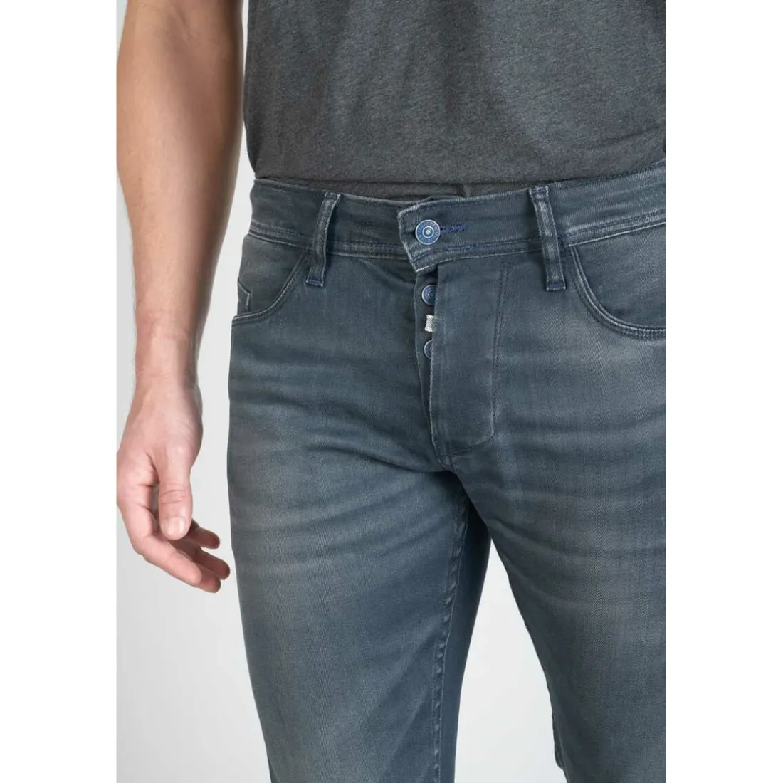 Jeans ajusté stretch 700/11, longueur 34 bleu en coton Felix