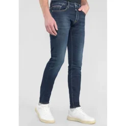 Jeans ajusté stretch 700/11, longueur 34 bleu Noel en coton
