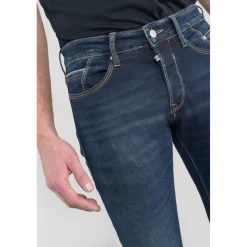 Jeans ajusté stretch 700/11, longueur 34 bleu Noel en coton