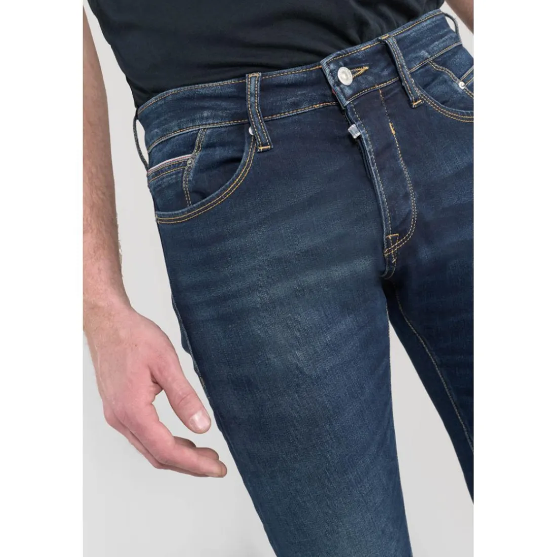 Jeans ajusté stretch 700/11, longueur 34 bleu Noel en coton