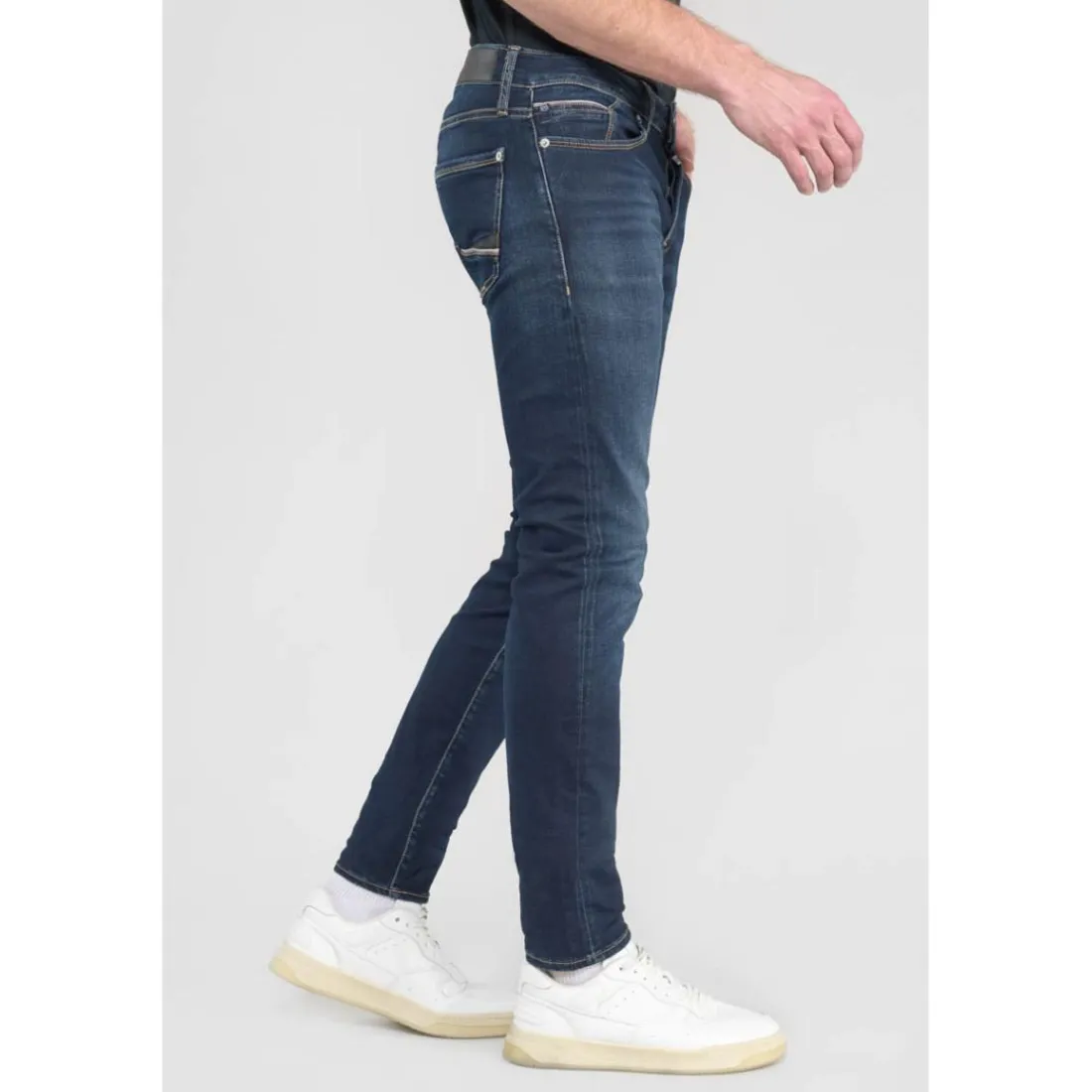 Jeans ajusté stretch 700/11, longueur 34 bleu Noel en coton