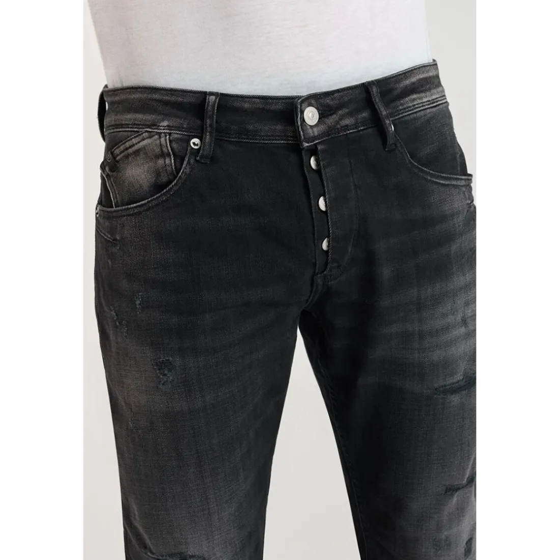 Jeans ajusté stretch 700/11, longueur 34 noir Xander en coton